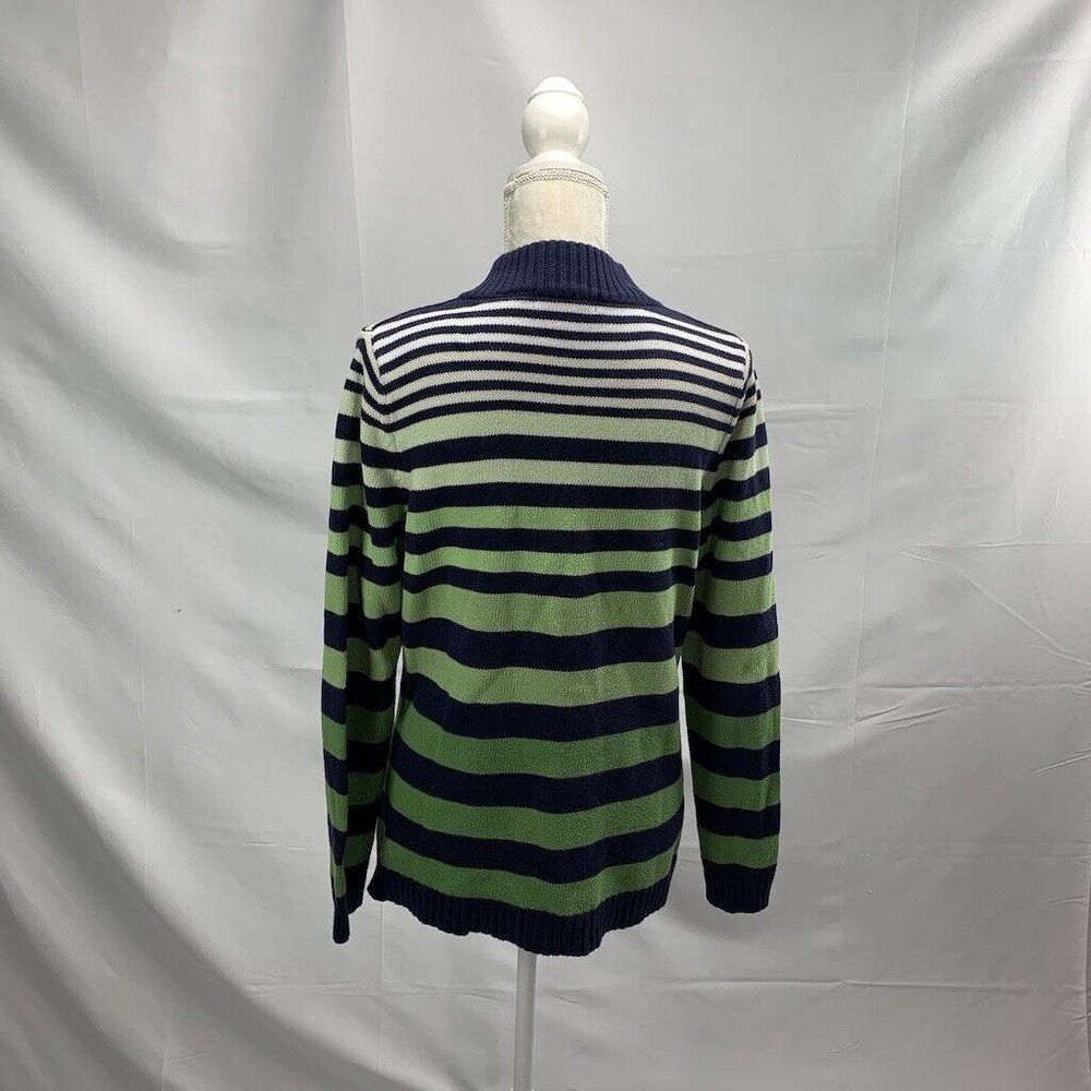 Liz Claiborne Women's Sweater Cotton Pullover Henley Buttons Stripes Size Medium - Picture 3 of 5